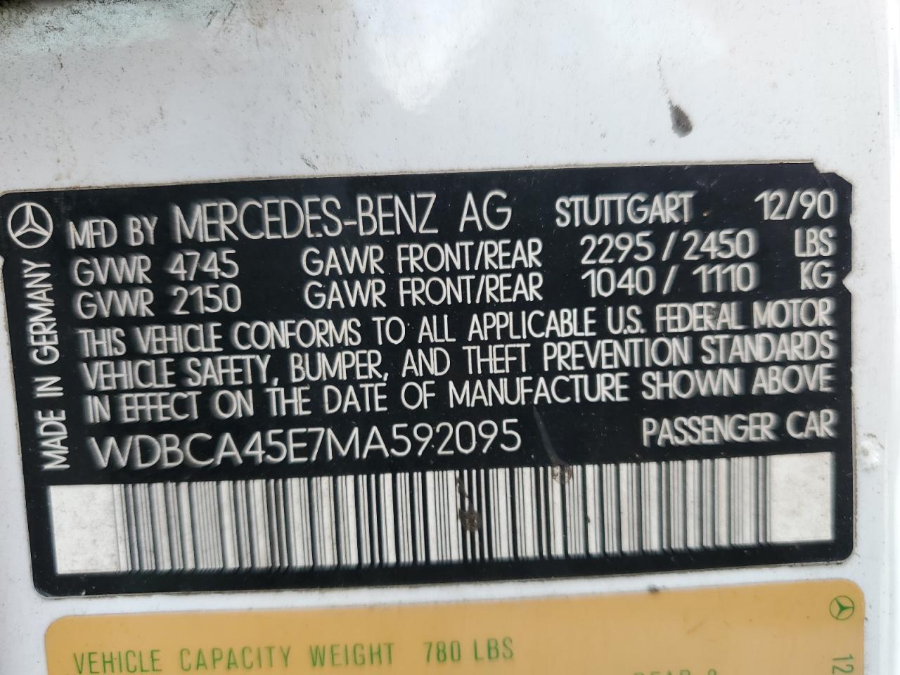 Photo 11 VIN: WDBCA45E7MA592095 - MERCEDES-BENZ NULL 