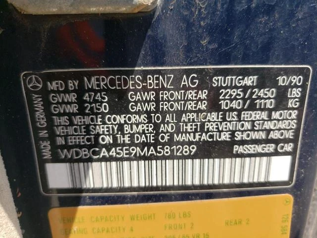 Photo 13 VIN: WDBCA45E9MA581289 - MERCEDES-BENZ 560 SEC 