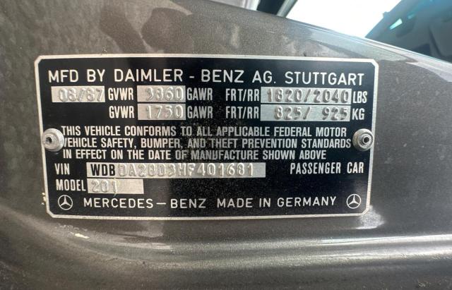 Photo 9 VIN: WDBDA28D3HF401681 - MERCEDES-BENZ 190-CLASS 