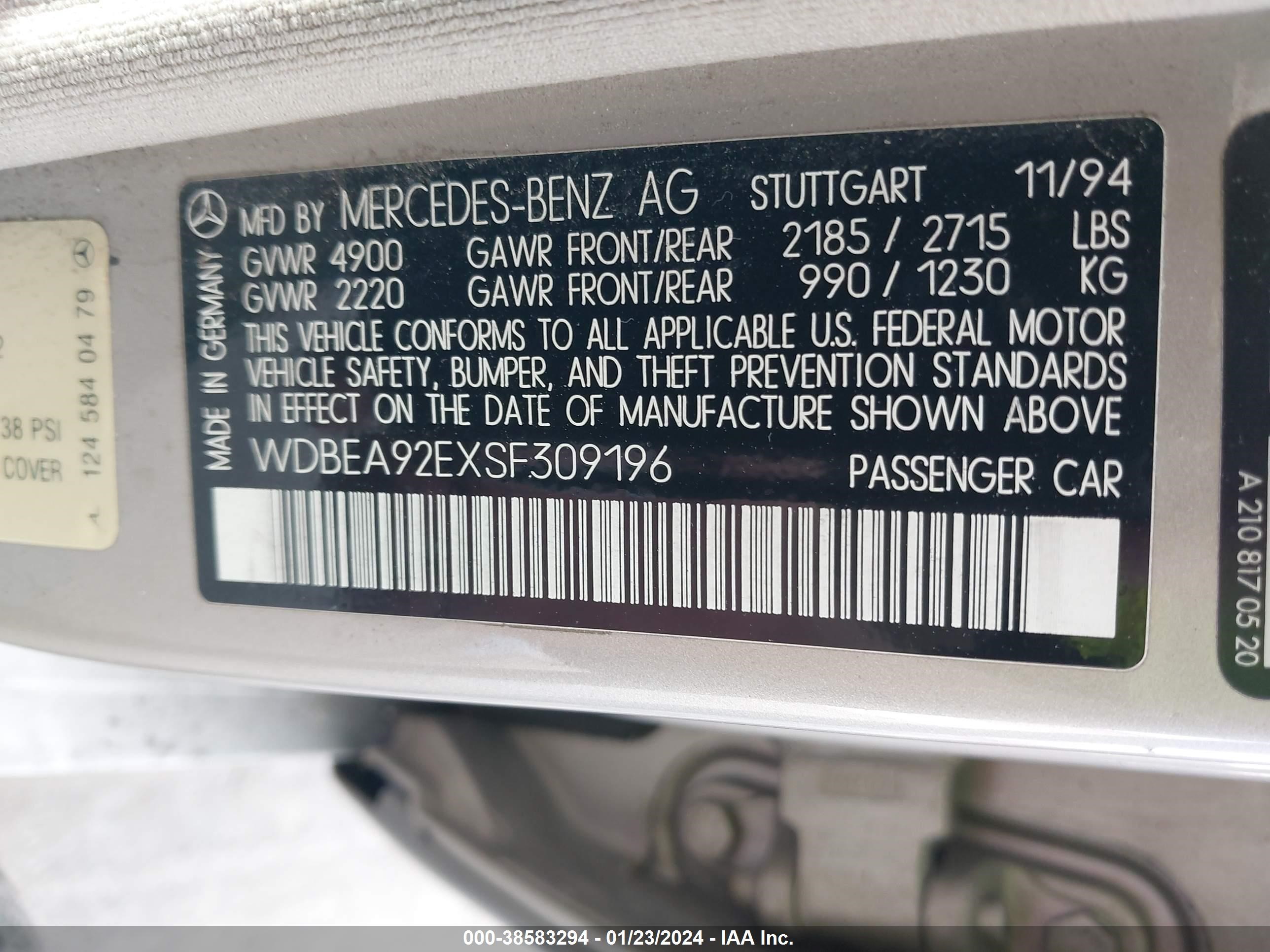 Photo 8 VIN: WDBEA92EXSF309196 - MERCEDES-BENZ E-KLASSE 