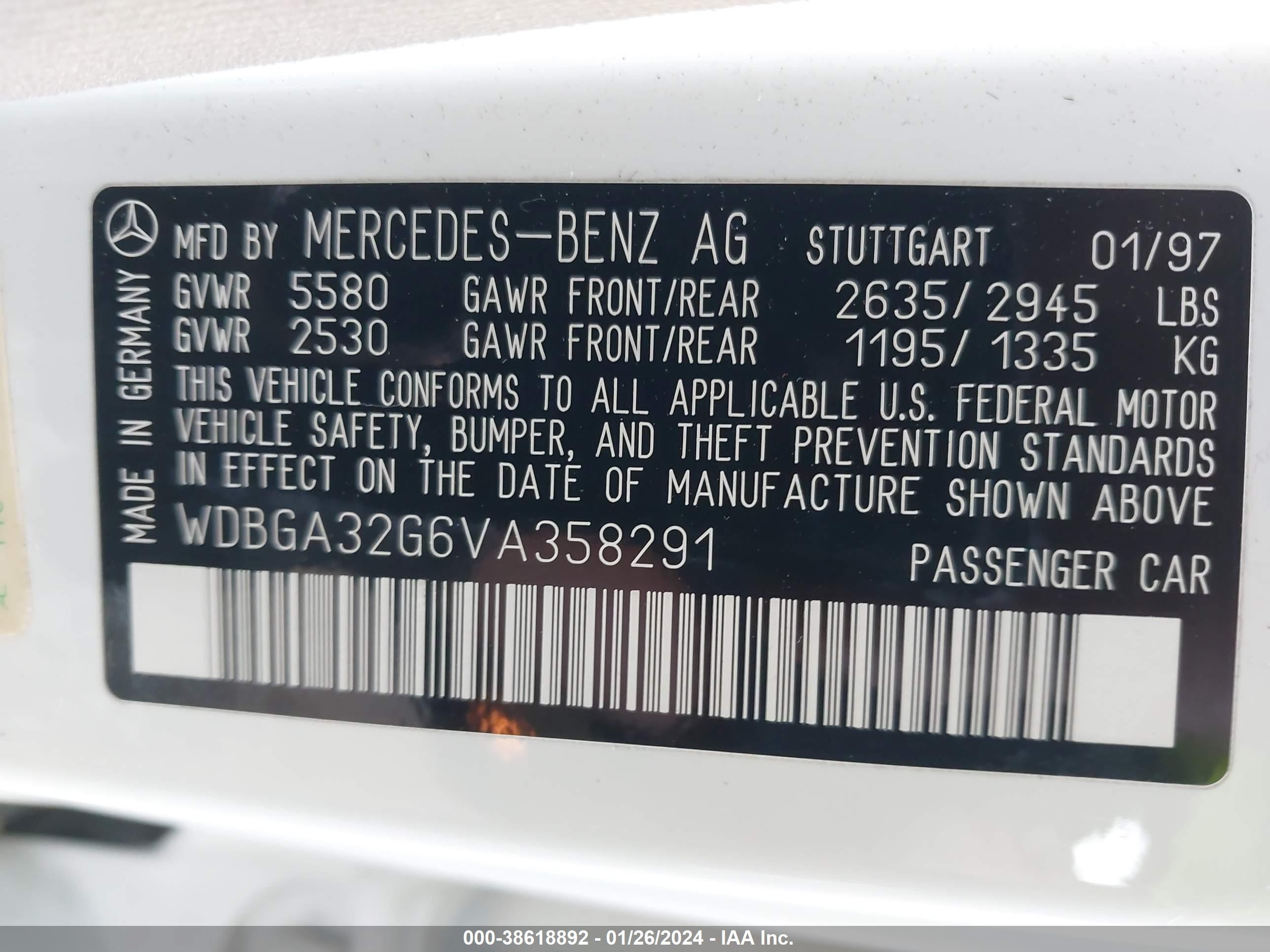 Photo 8 VIN: WDBGA32G6VA358291 - MERCEDES-BENZ S-KLASSE 