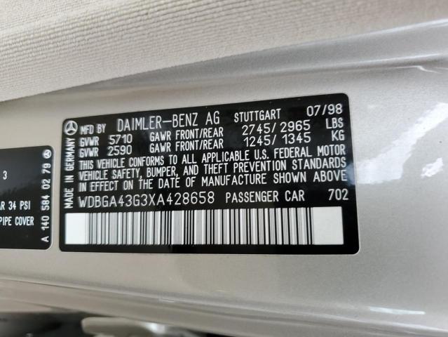 Photo 12 VIN: WDBGA43G3XA428658 - MERCEDES-BENZ S 420 