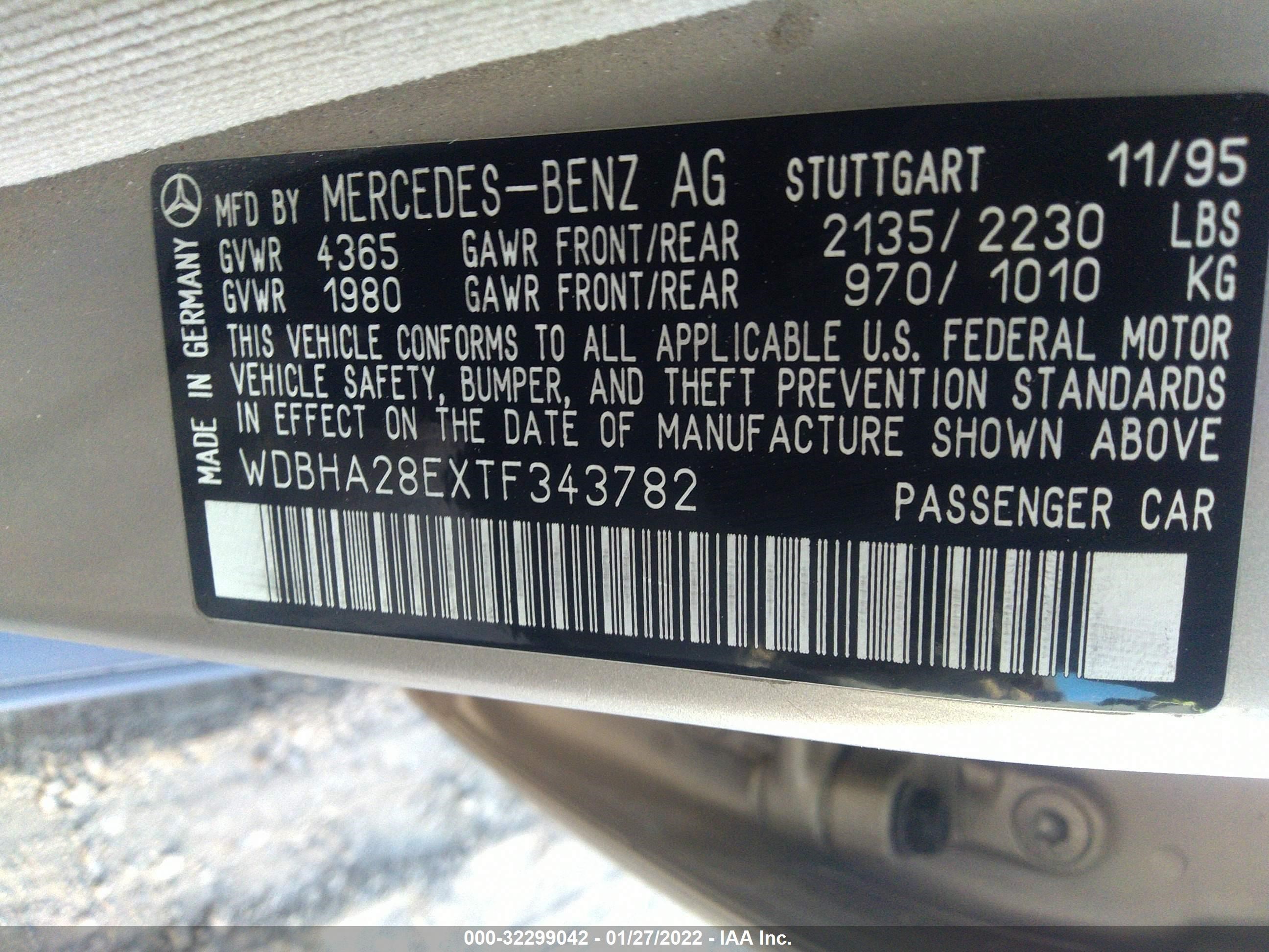 Photo 8 VIN: WDBHA28EXTF343782 - MERCEDES-BENZ C-KLASSE 