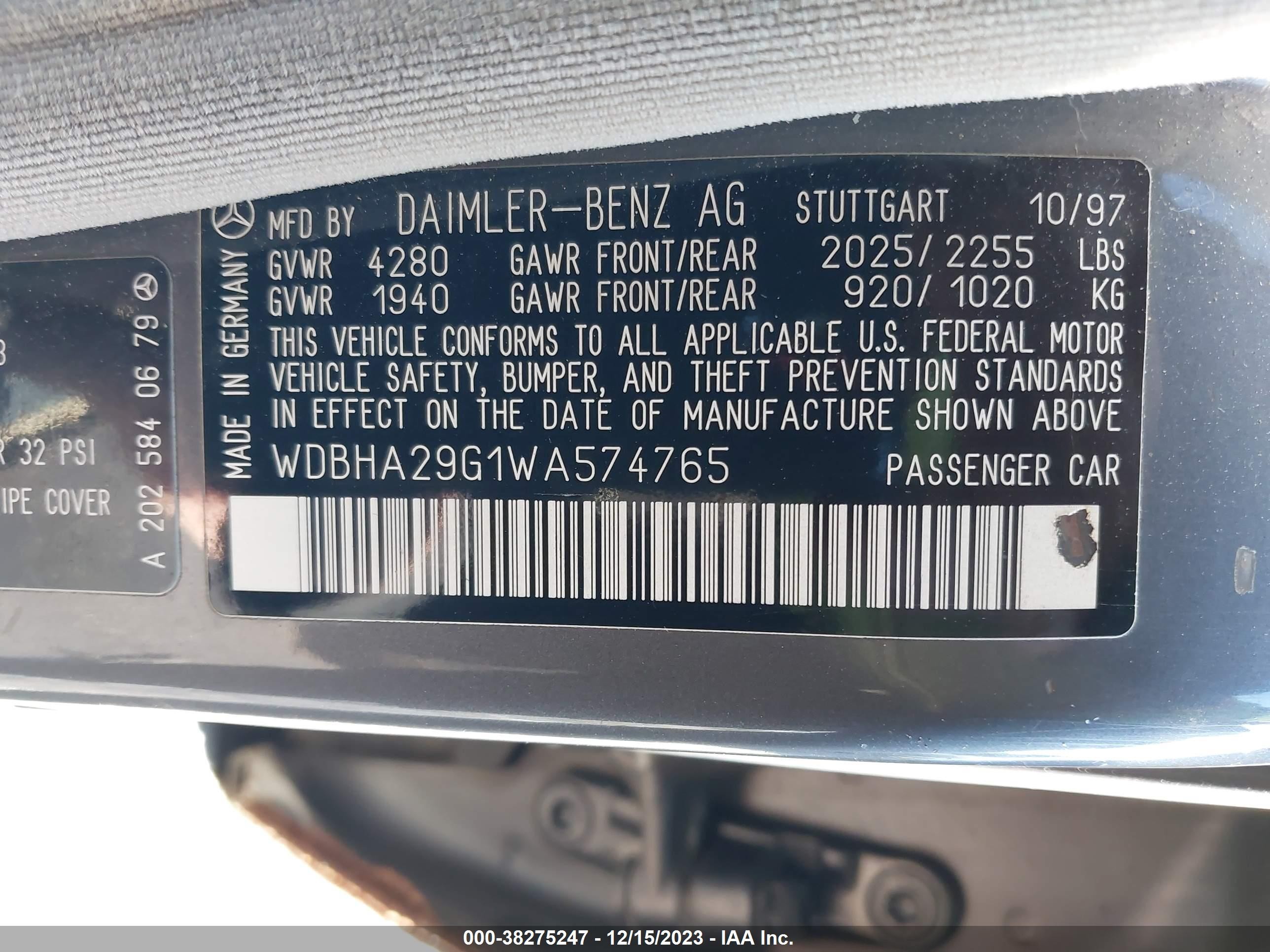 Photo 8 VIN: WDBHA29G1WA574765 - MERCEDES-BENZ C-KLASSE 