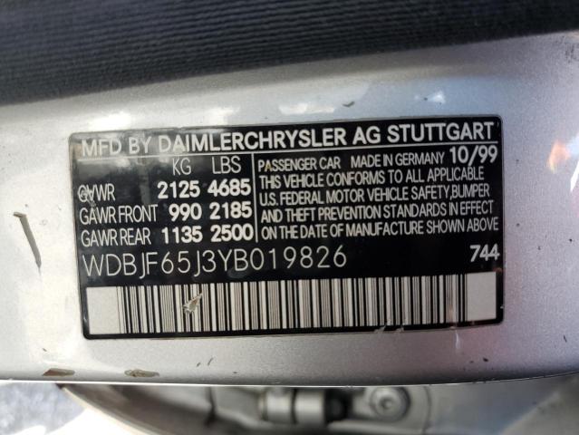 Photo 11 VIN: WDBJF65J3YB019826 - MERCEDES-BENZ E 320 