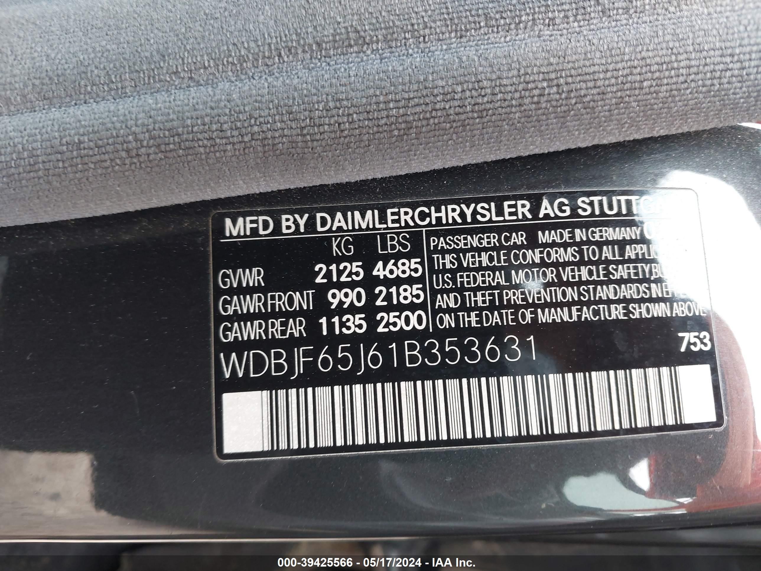 Photo 8 VIN: WDBJF65J61B353631 - MERCEDES-BENZ SPRINTER 