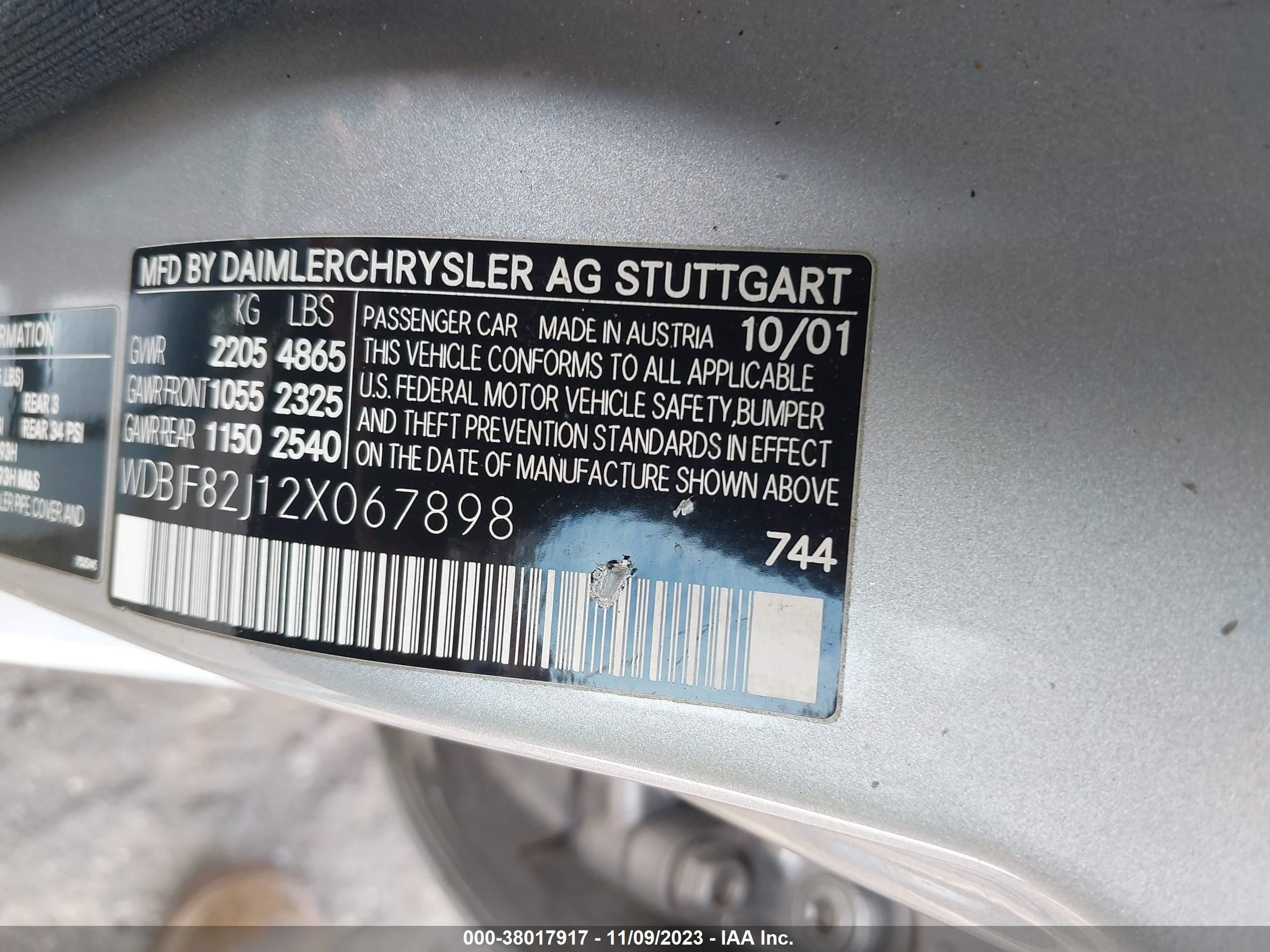 Photo 8 VIN: WDBJF82J12X067898 - MERCEDES-BENZ E-KLASSE 