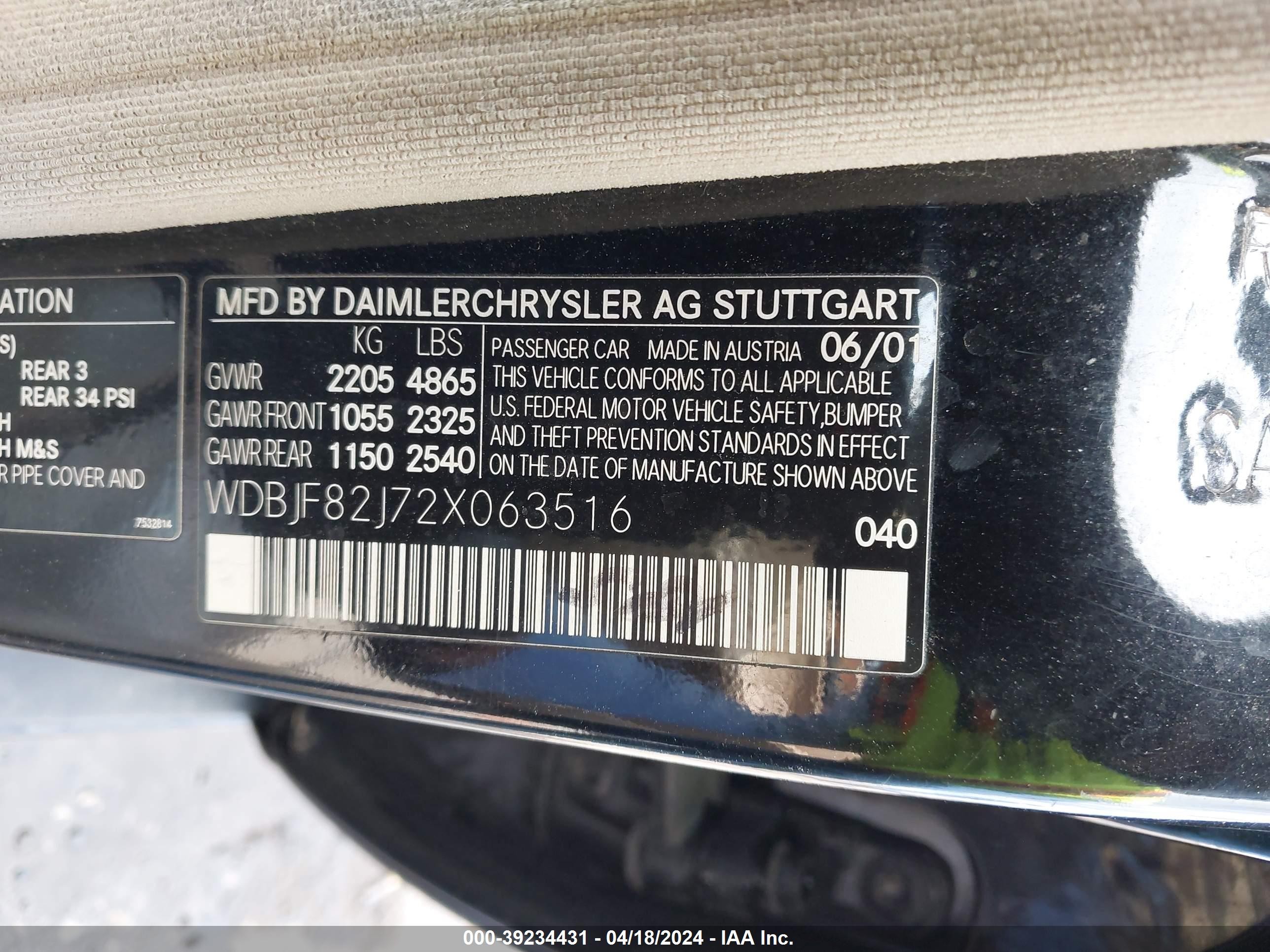 Photo 8 VIN: WDBJF82J72X063516 - MERCEDES-BENZ NULL 