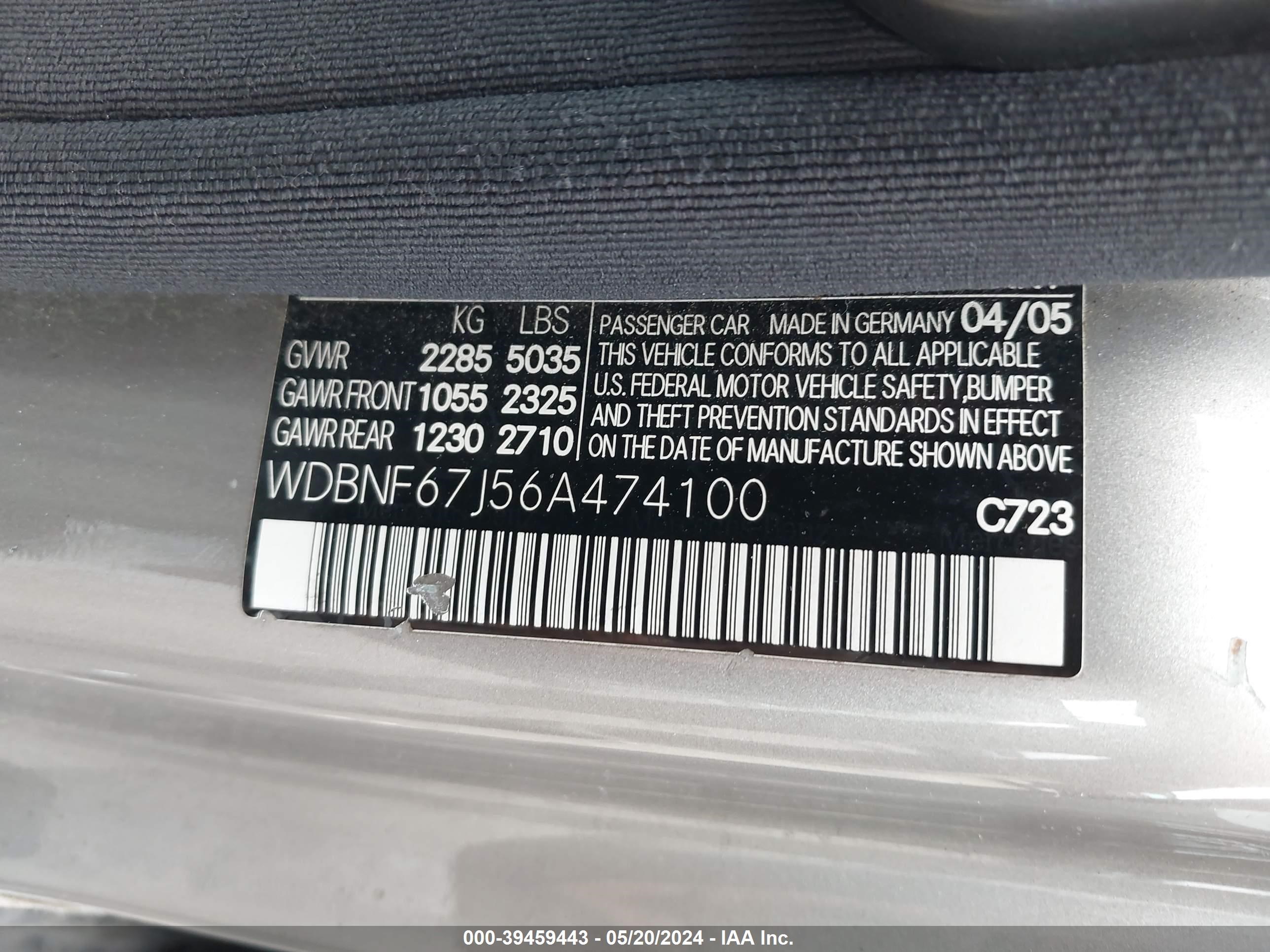 Photo 8 VIN: WDBNF67J56A474100 - MERCEDES-BENZ NULL 