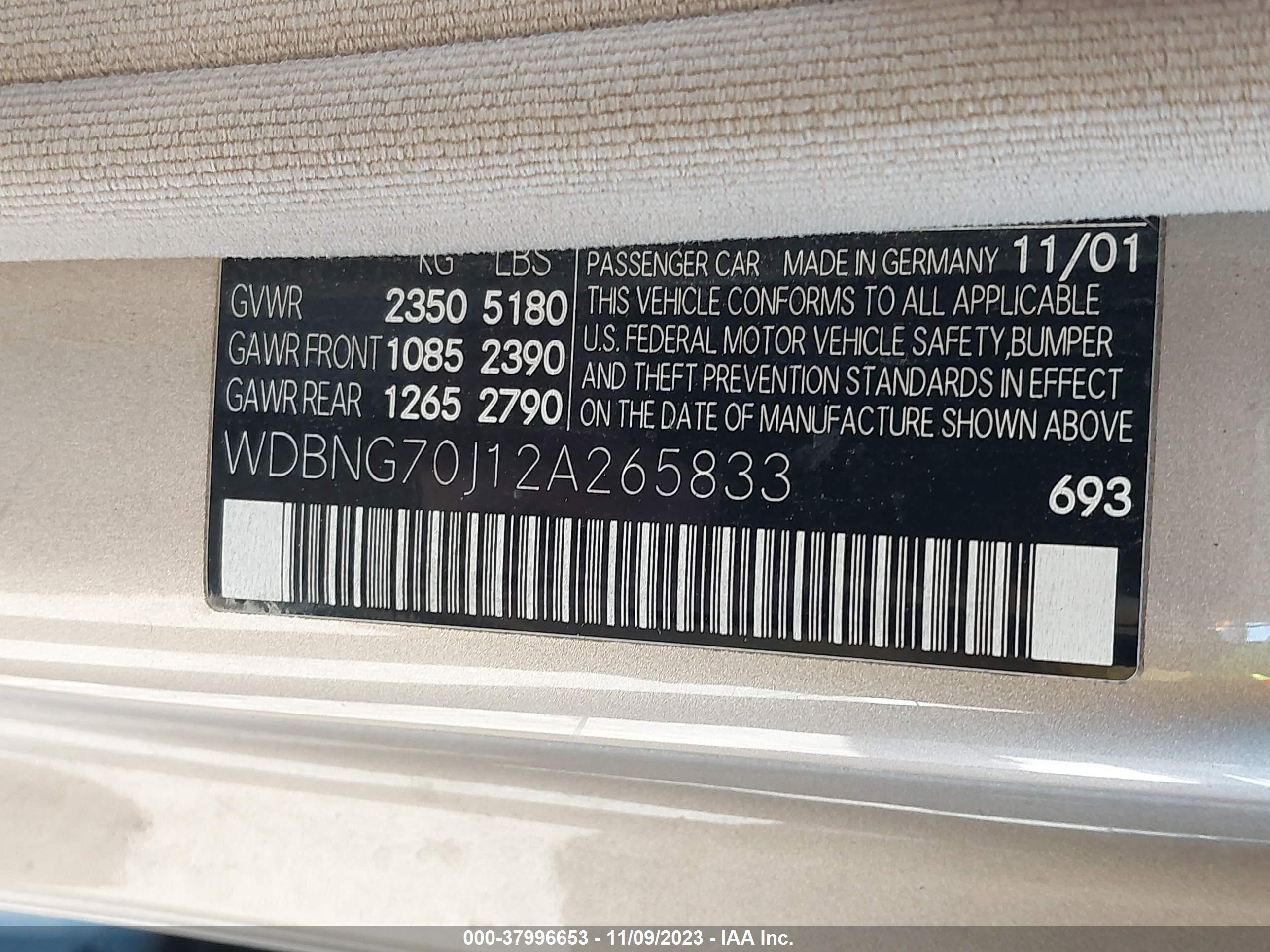 Photo 8 VIN: WDBNG70J12A265833 - MERCEDES-BENZ S-KLASSE 