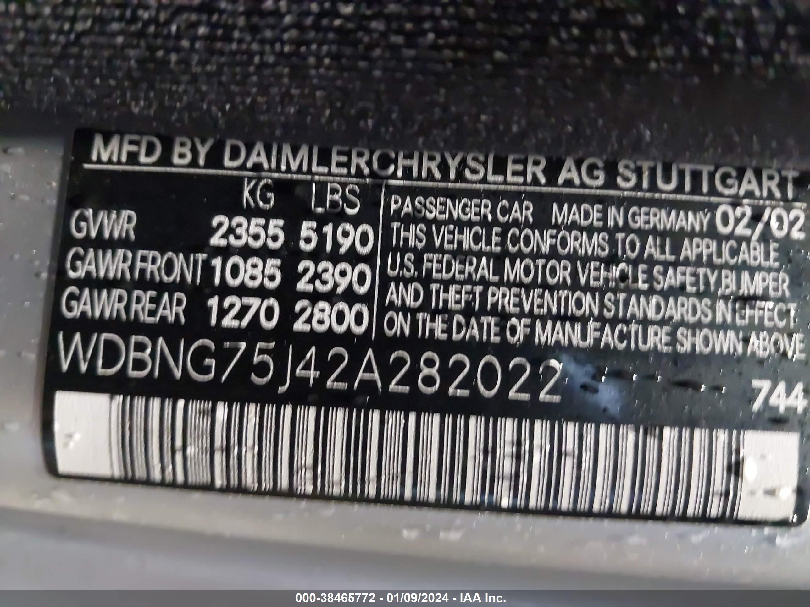 Photo 8 VIN: WDBNG75J42A282022 - MERCEDES-BENZ S-KLASSE 