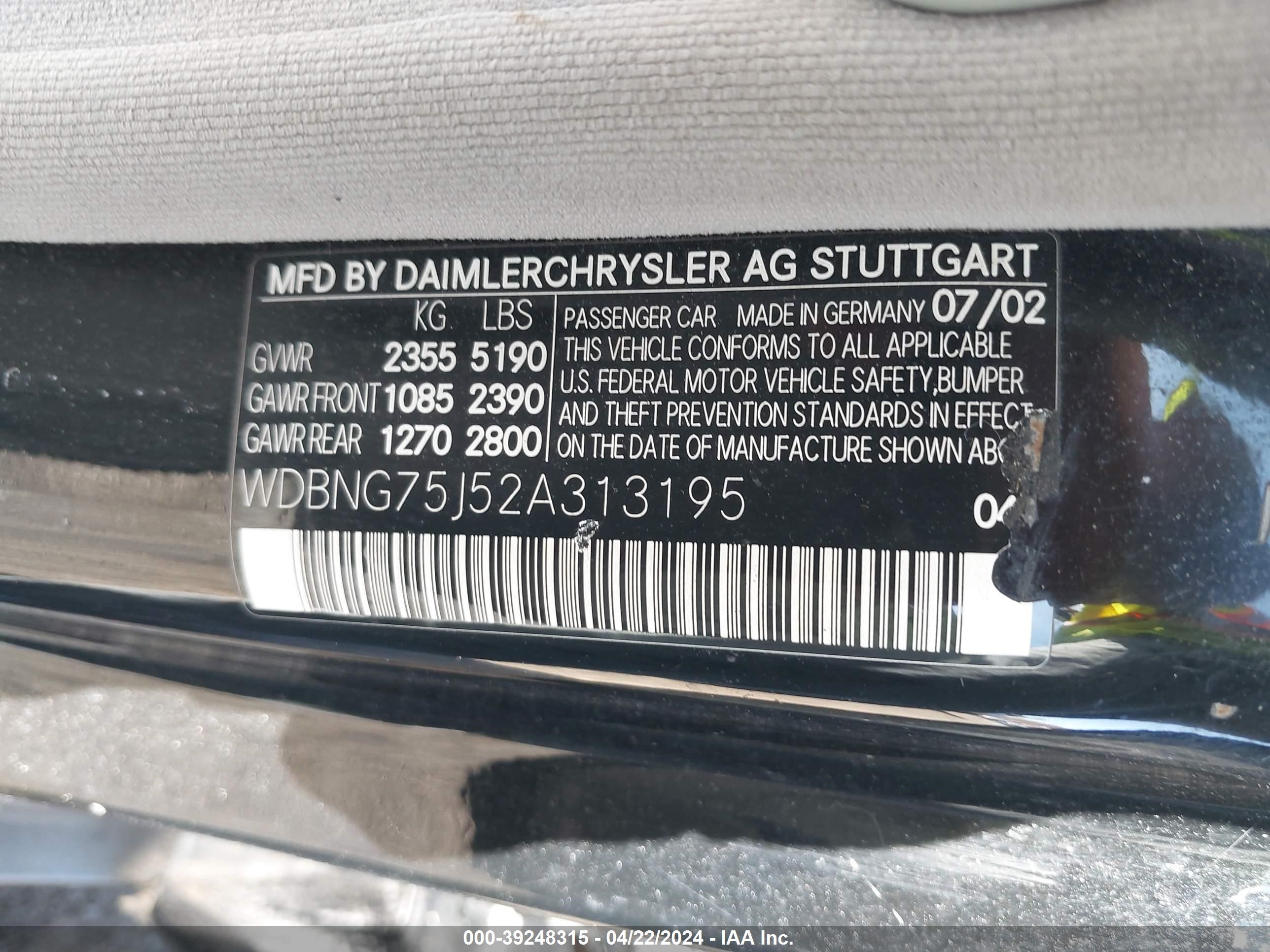 Photo 8 VIN: WDBNG75J52A313195 - MERCEDES-BENZ NULL 