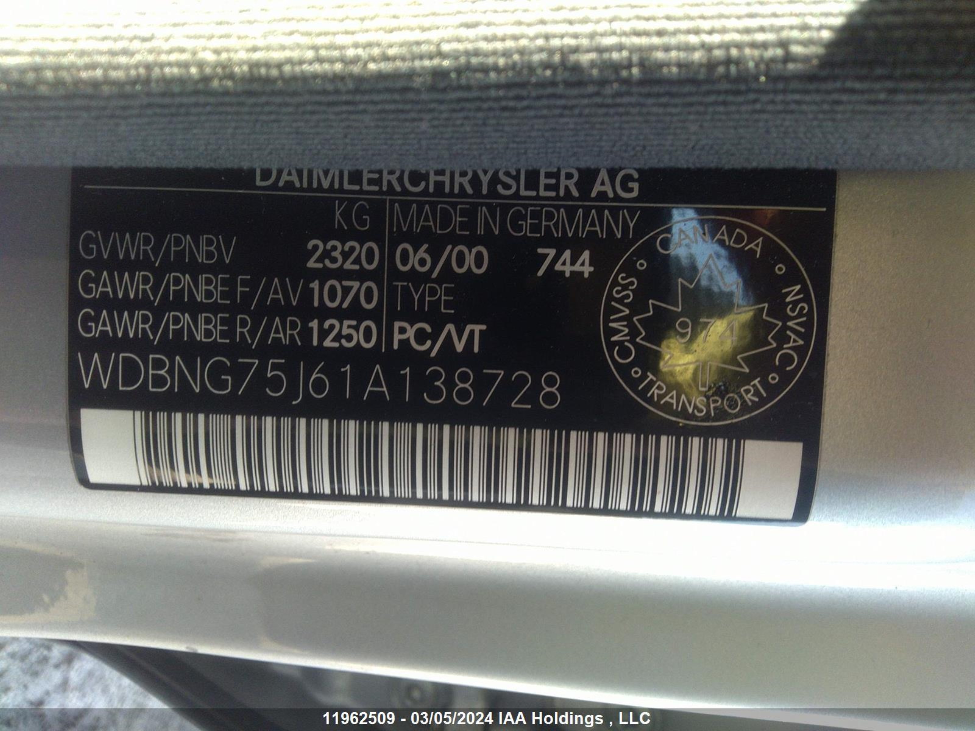 Photo 8 VIN: WDBNG75J61A138728 - MERCEDES-BENZ NULL 