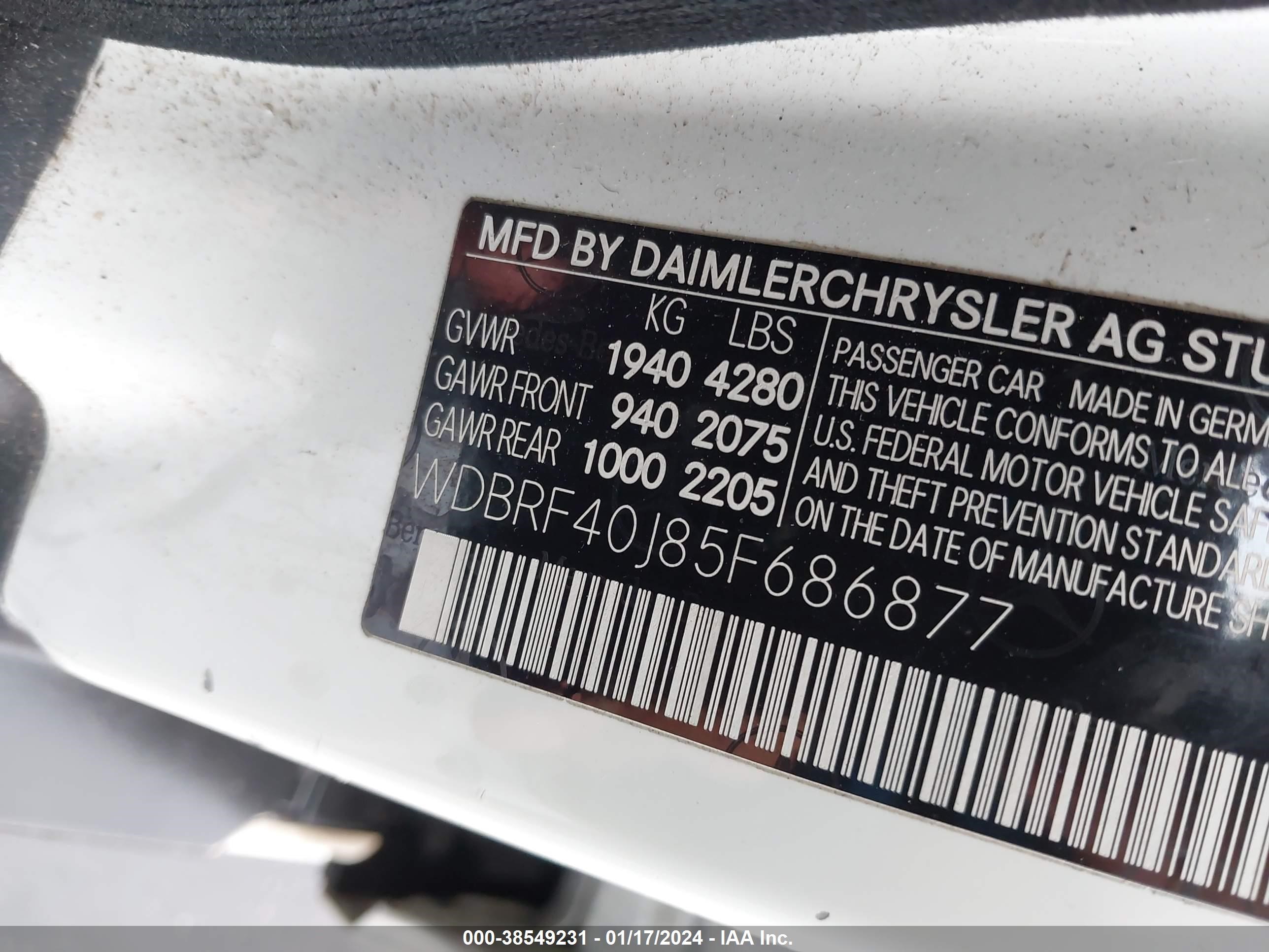 Photo 8 VIN: WDBRF40J85F686877 - MERCEDES-BENZ C-KLASSE 