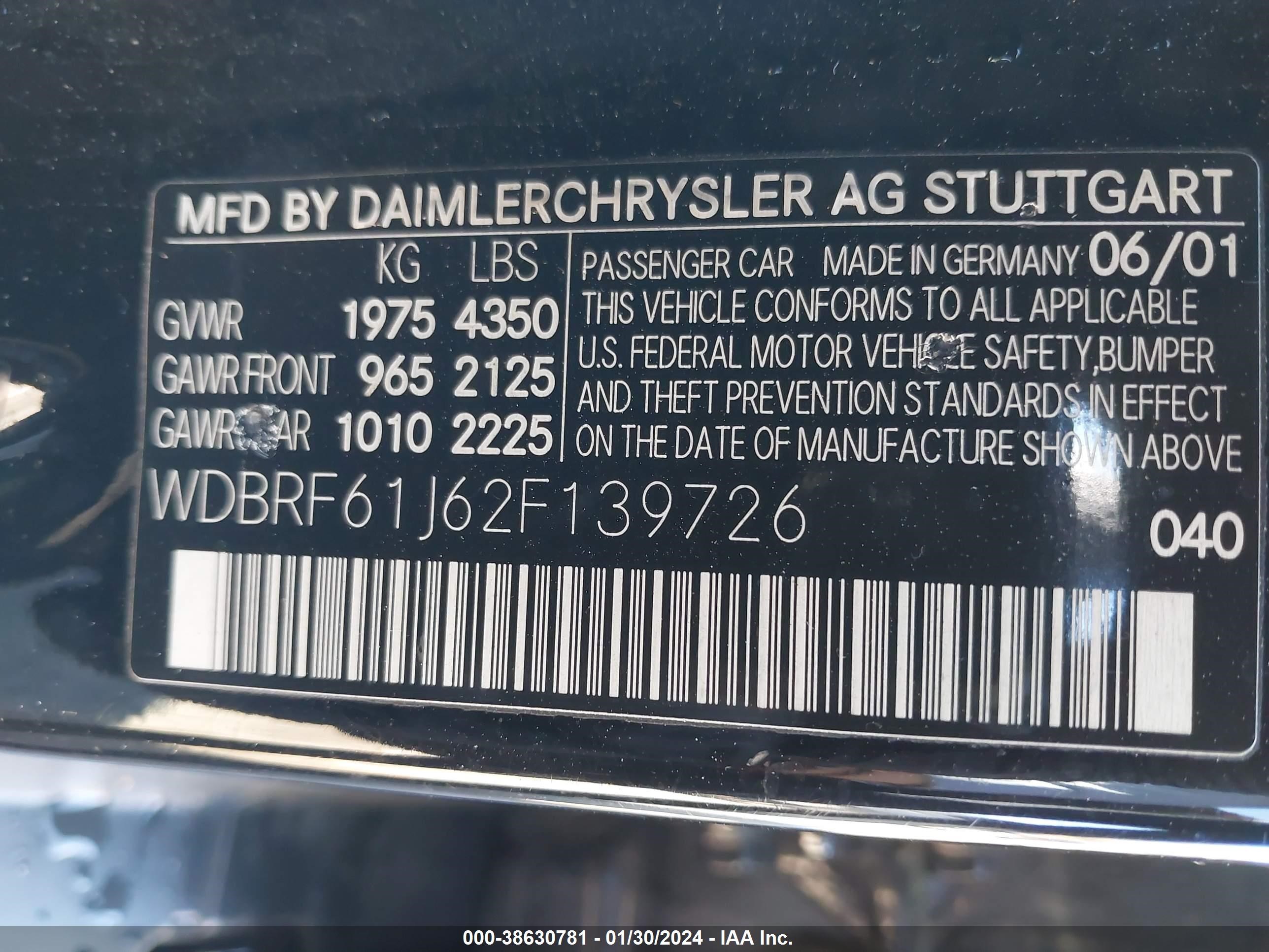 Photo 8 VIN: WDBRF61J62F139726 - MERCEDES-BENZ C-KLASSE 