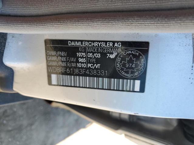 Photo 11 VIN: WDBRF61J83F438331 - MERCEDES-BENZ C-CLASS 