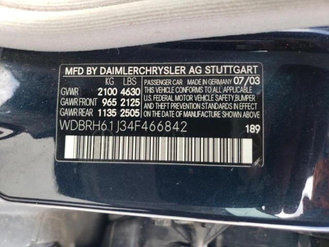 Photo 11 VIN: WDBRH61J34F466842 - MERCEDES-BENZ C 240 SPOR 