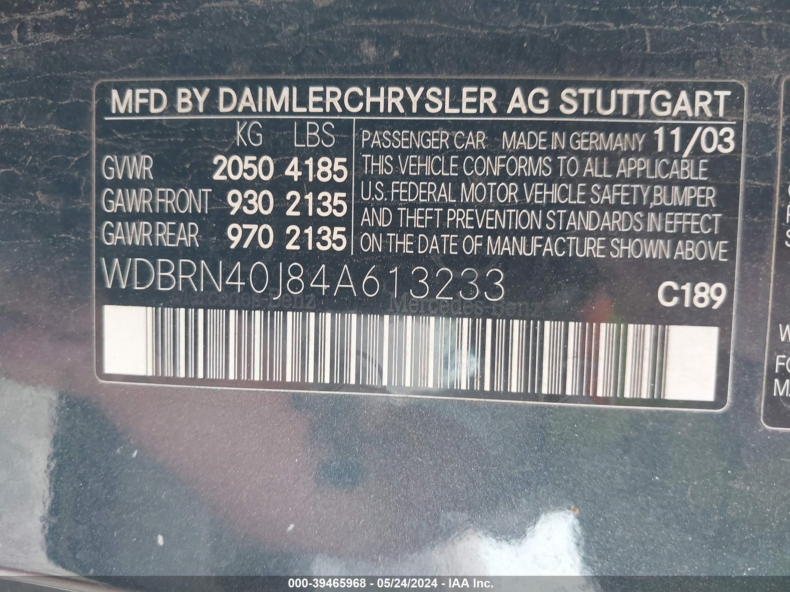 Photo 8 VIN: WDBRN40J84A613233 - MERCEDES-BENZ NULL 