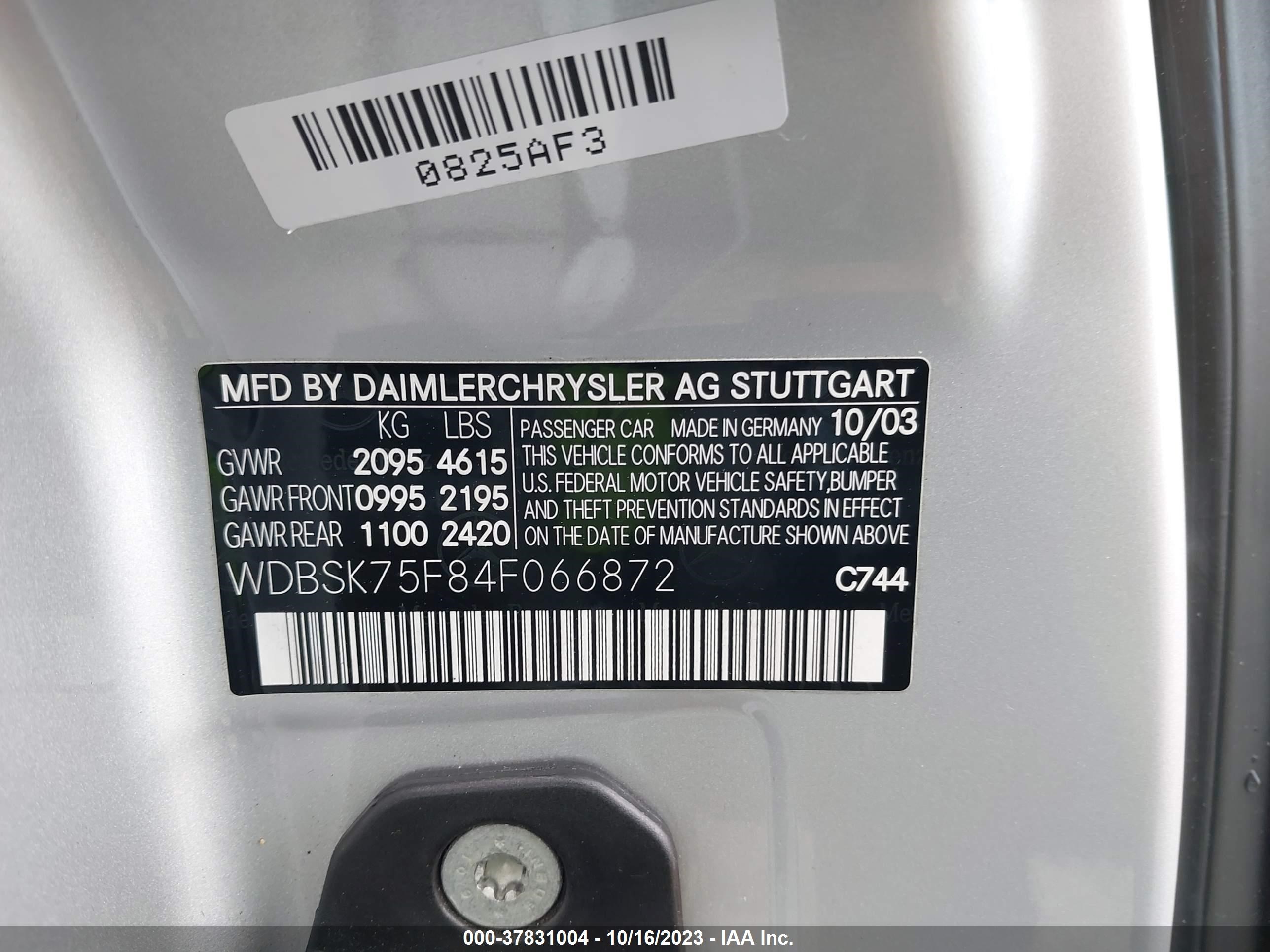 Photo 8 VIN: WDBSK75F84F066872 - MERCEDES-BENZ SL-KLASSE 