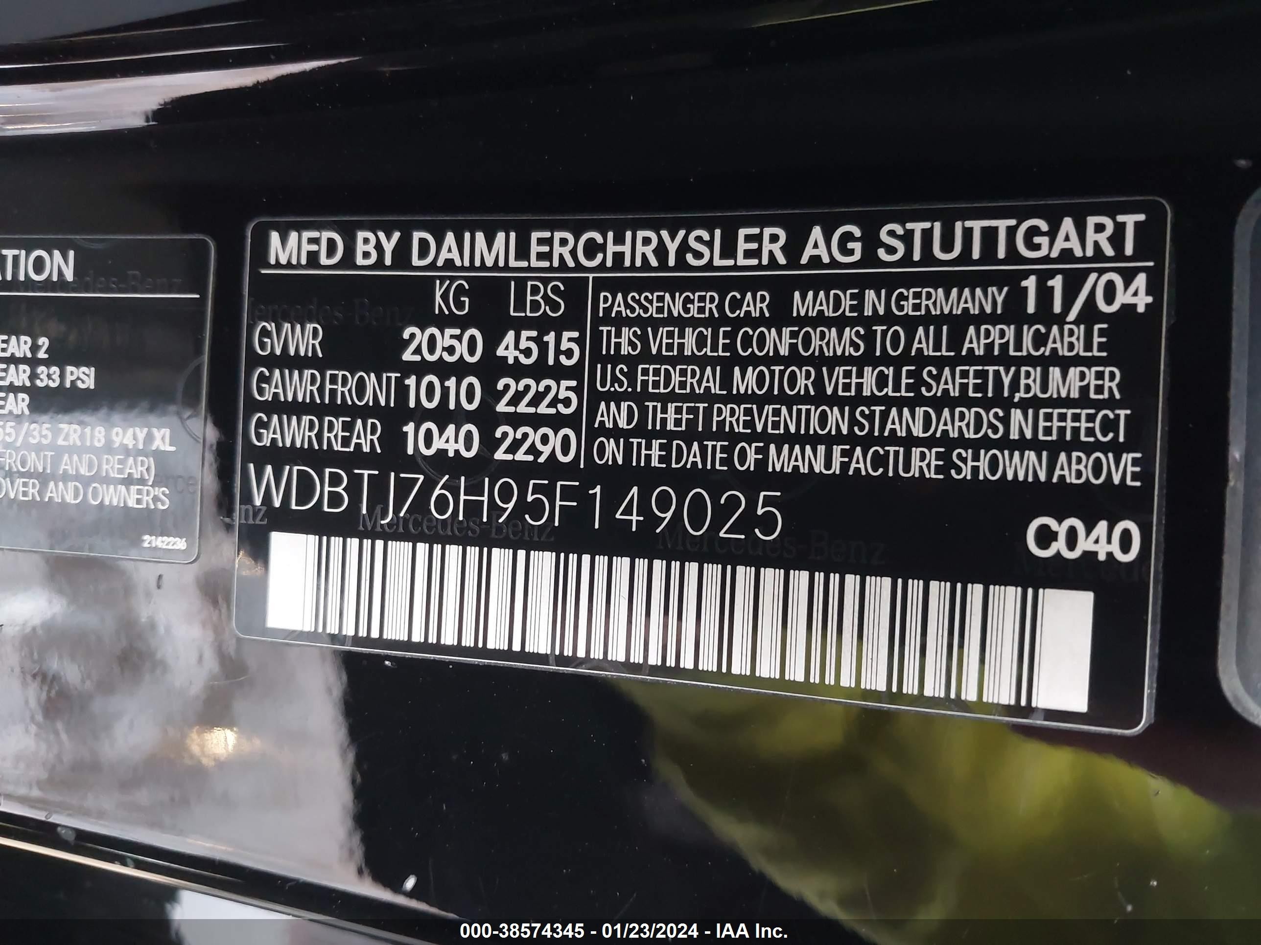 Photo 8 VIN: WDBTJ76H95F149025 - MERCEDES-BENZ CLK-KLASSE 