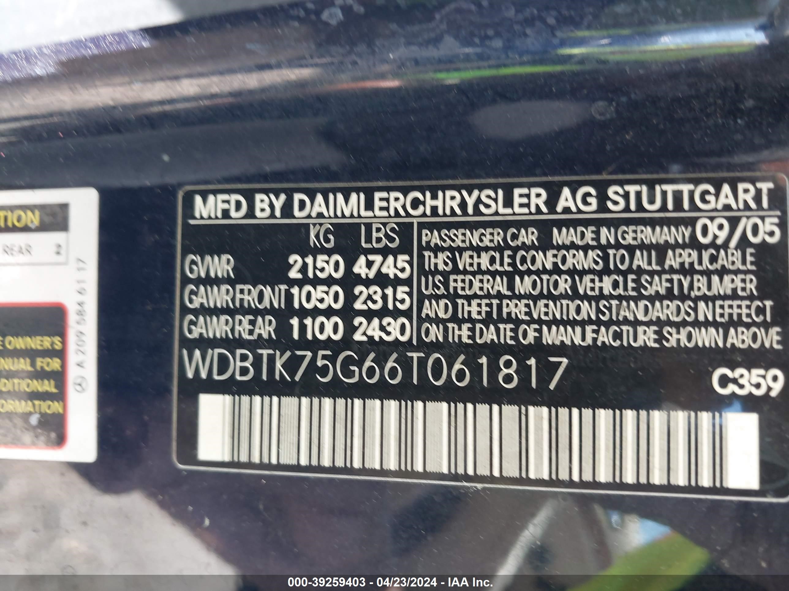 Photo 8 VIN: WDBTK75G66T061817 - MERCEDES-BENZ NULL 