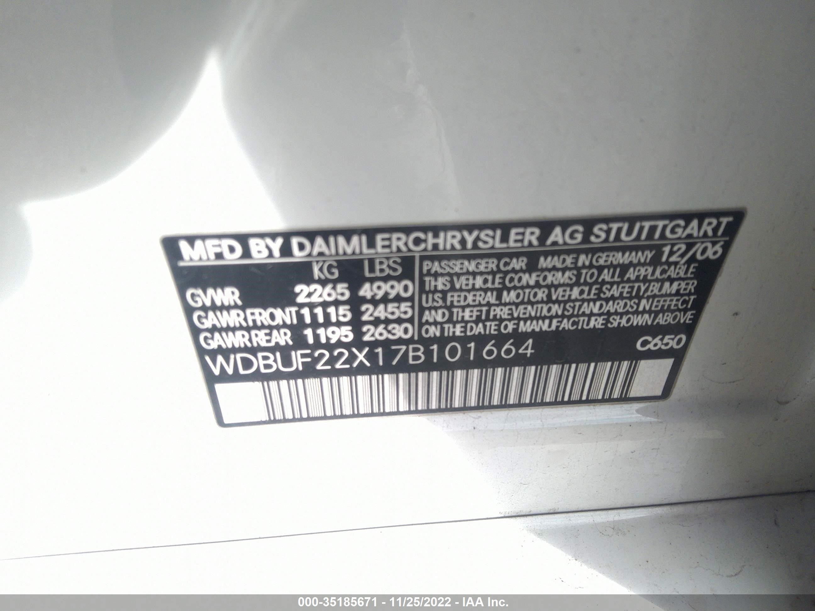 Photo 8 VIN: WDBUF22X17B101664 - MERCEDES-BENZ E-KLASSE 