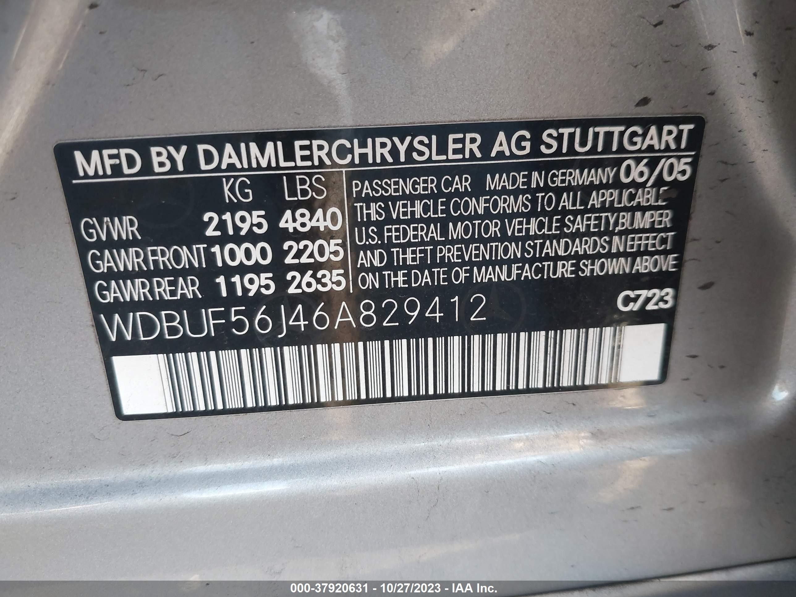 Photo 8 VIN: WDBUF56J46A829412 - MERCEDES-BENZ E-KLASSE 