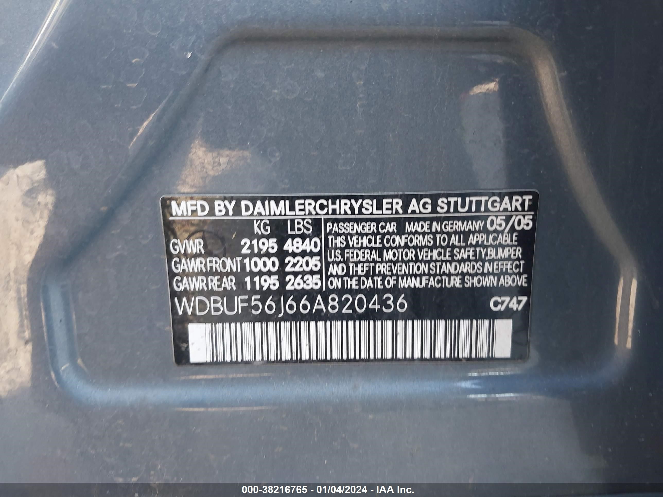 Photo 8 VIN: WDBUF56J66A820436 - MERCEDES-BENZ E-KLASSE 