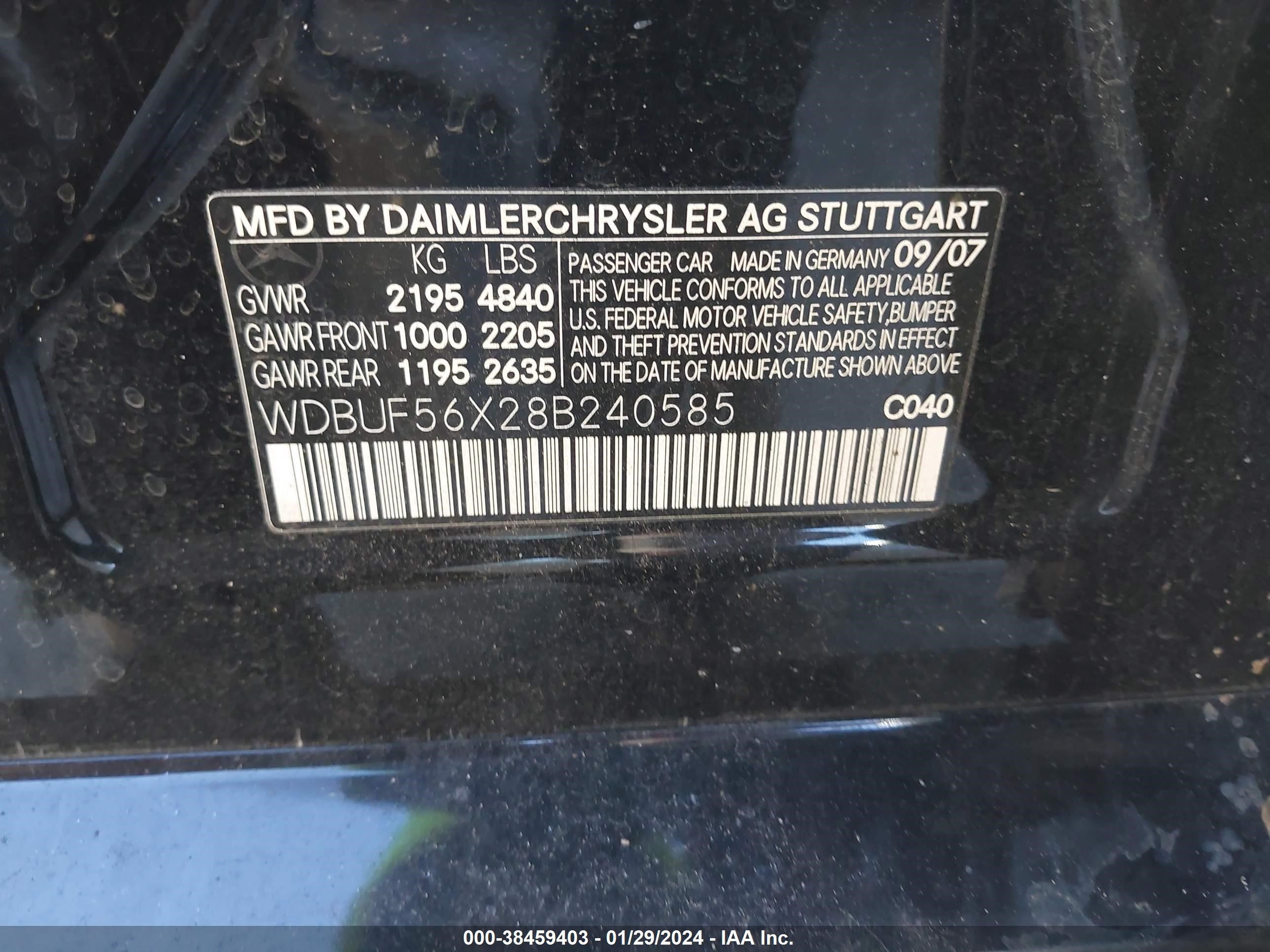 Photo 8 VIN: WDBUF56X28B240585 - MERCEDES-BENZ E-KLASSE 