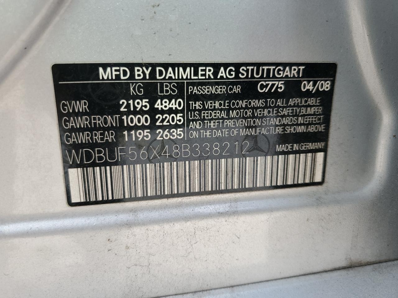 Photo 11 VIN: WDBUF56X48B338212 - MERCEDES-BENZ E-KLASSE 