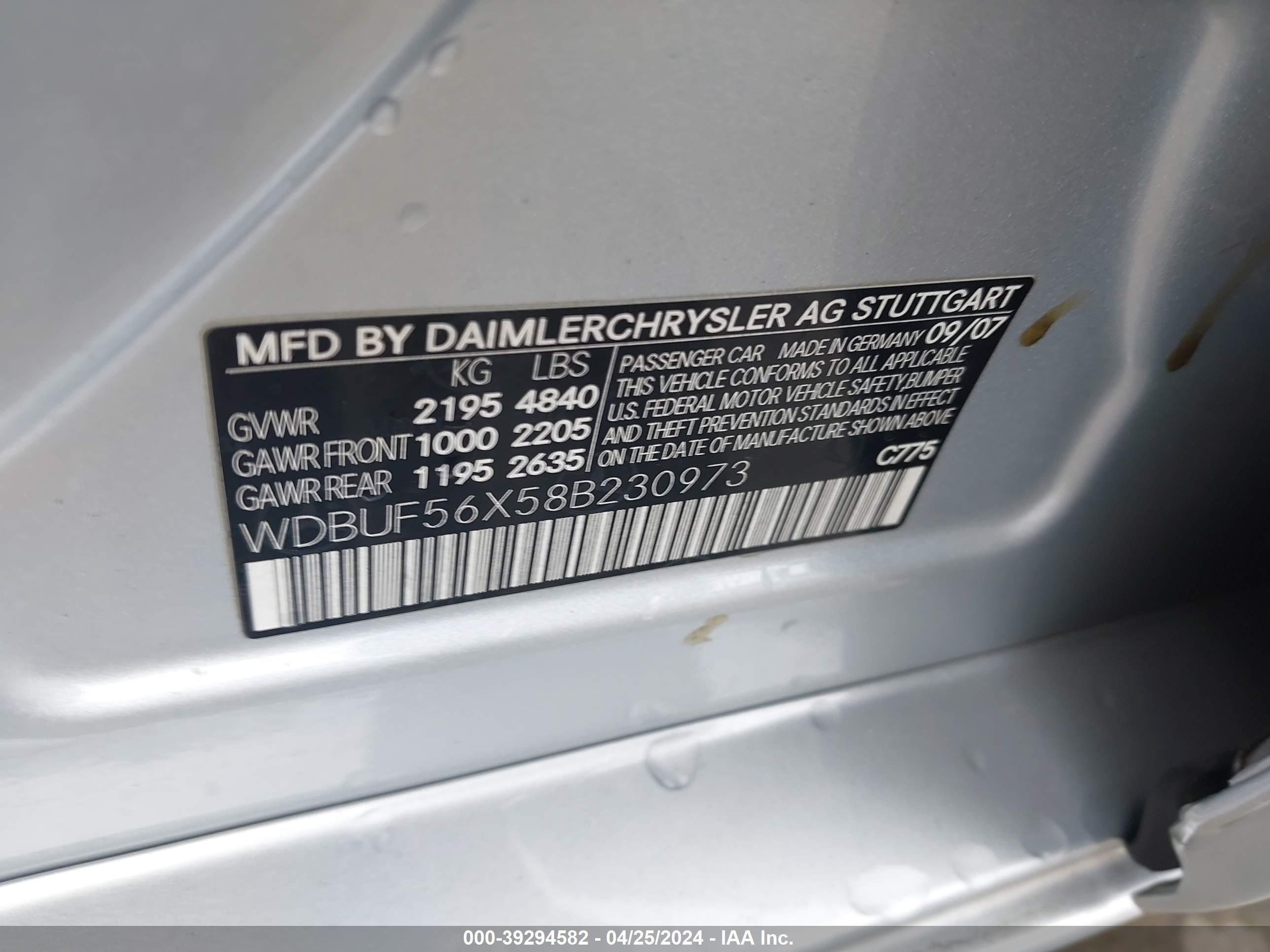 Photo 8 VIN: WDBUF56X58B230973 - MERCEDES-BENZ NULL 