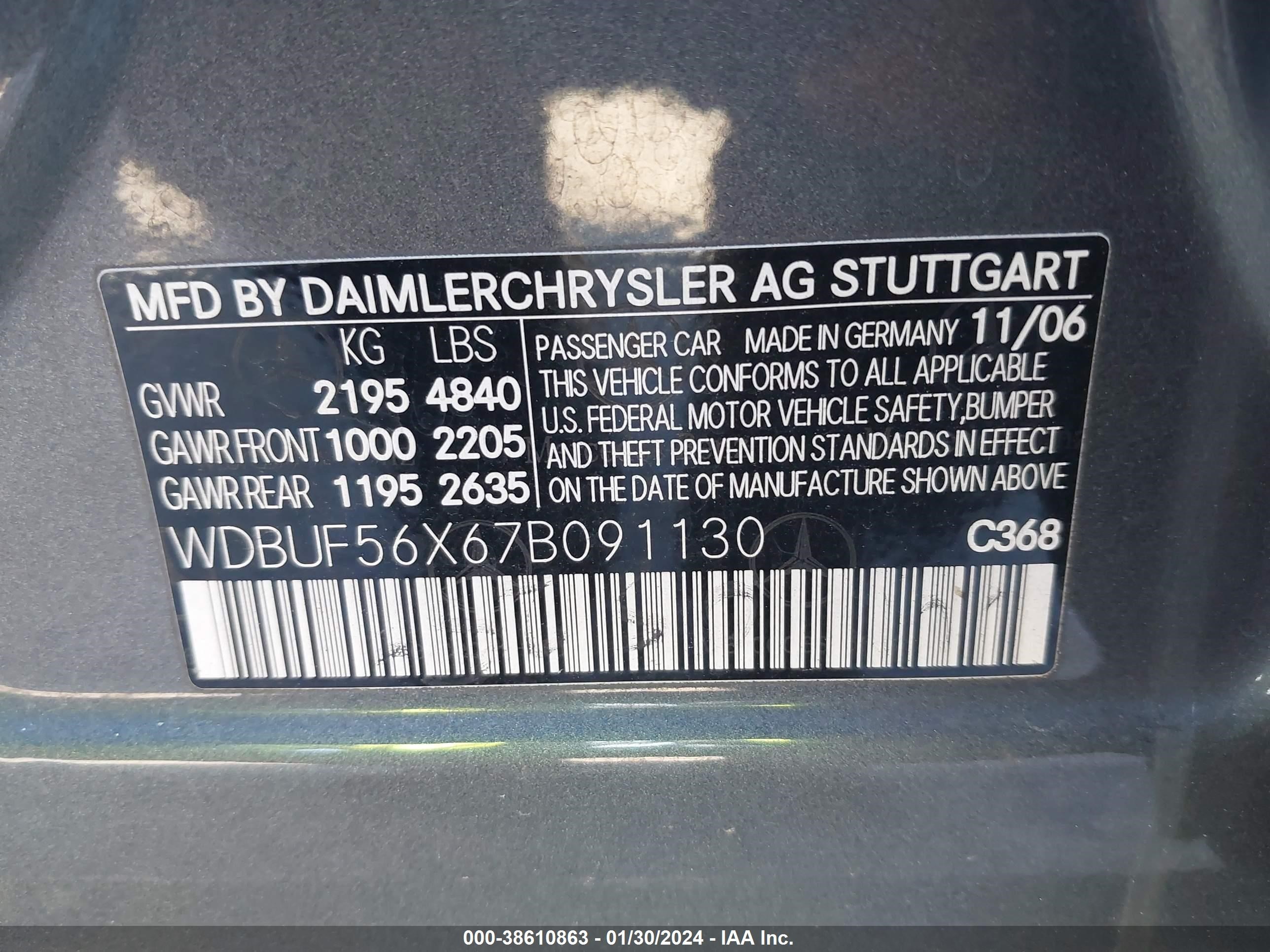 Photo 8 VIN: WDBUF56X67B091130 - MERCEDES-BENZ E-KLASSE 