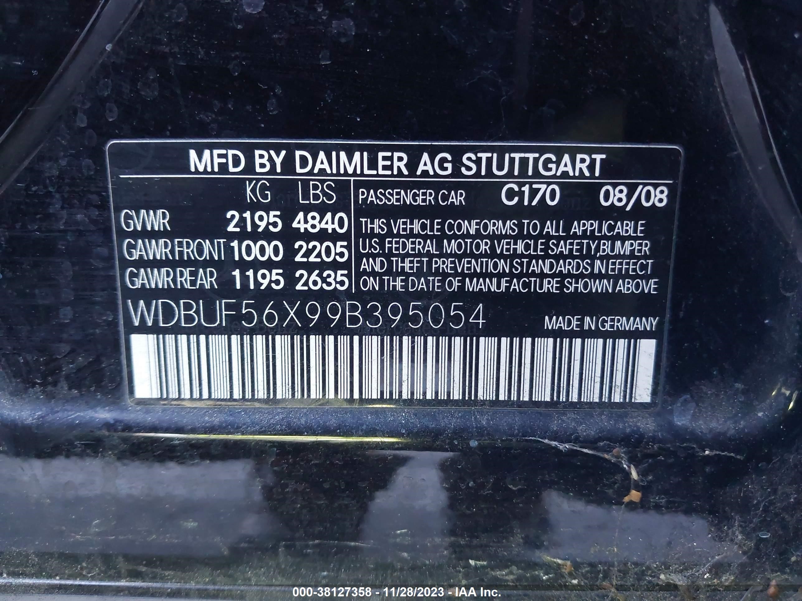 Photo 8 VIN: WDBUF56X99B395054 - MERCEDES-BENZ E-KLASSE 