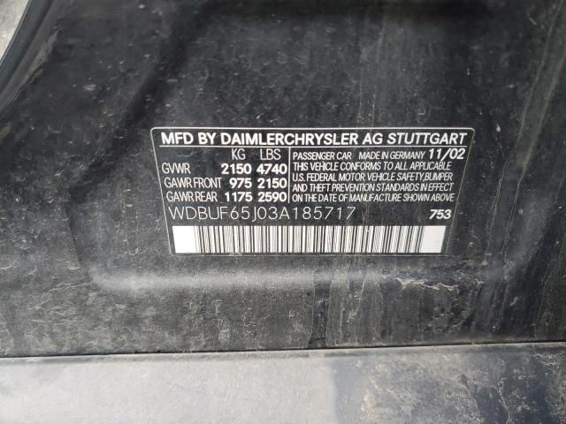 Photo 11 VIN: WDBUF65J03A185717 - MERCEDES-BENZ E 320 