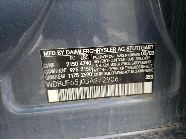 Photo 11 VIN: WDBUF65J03A272906 - MERCEDES-BENZ E 320 