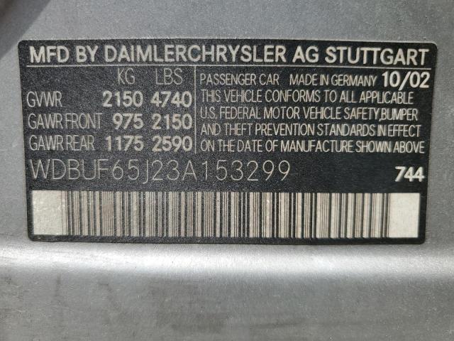 Photo 11 VIN: WDBUF65J23A153299 - MERCEDES-BENZ E 320 