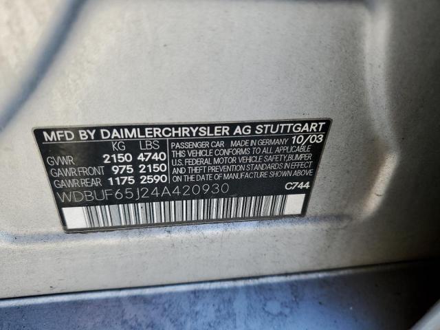 Photo 11 VIN: WDBUF65J24A420930 - MERCEDES-BENZ E 320 