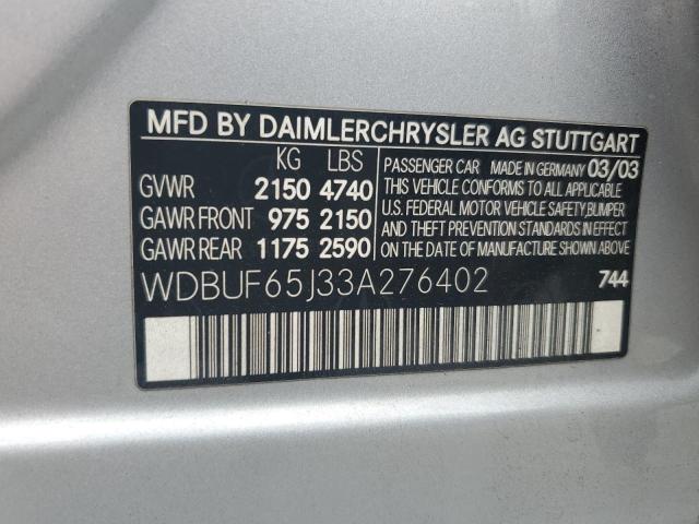 Photo 12 VIN: WDBUF65J33A276402 - MERCEDES-BENZ E 320 