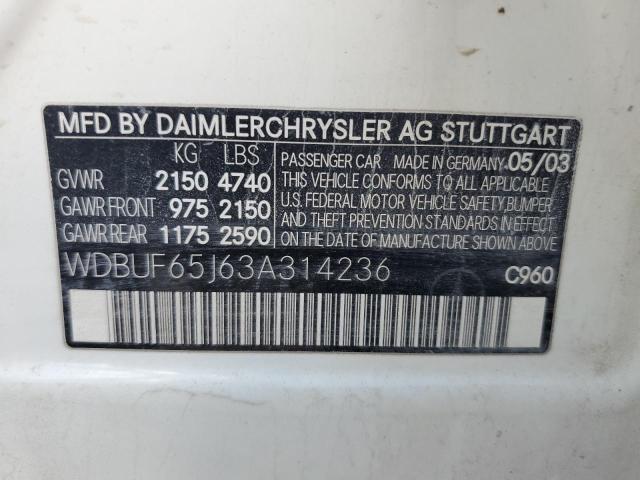 Photo 11 VIN: WDBUF65J63A314236 - MERCEDES-BENZ E 320 