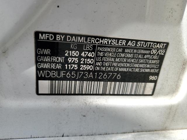 Photo 11 VIN: WDBUF65J73A126776 - MERCEDES-BENZ E 320 