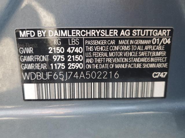 Photo 11 VIN: WDBUF65J74A502216 - MERCEDES-BENZ E 320 