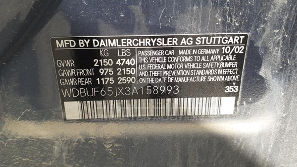 Photo 1 VIN: WDBUF65JX3A158993 - MERCEDES-BENZ E 320 