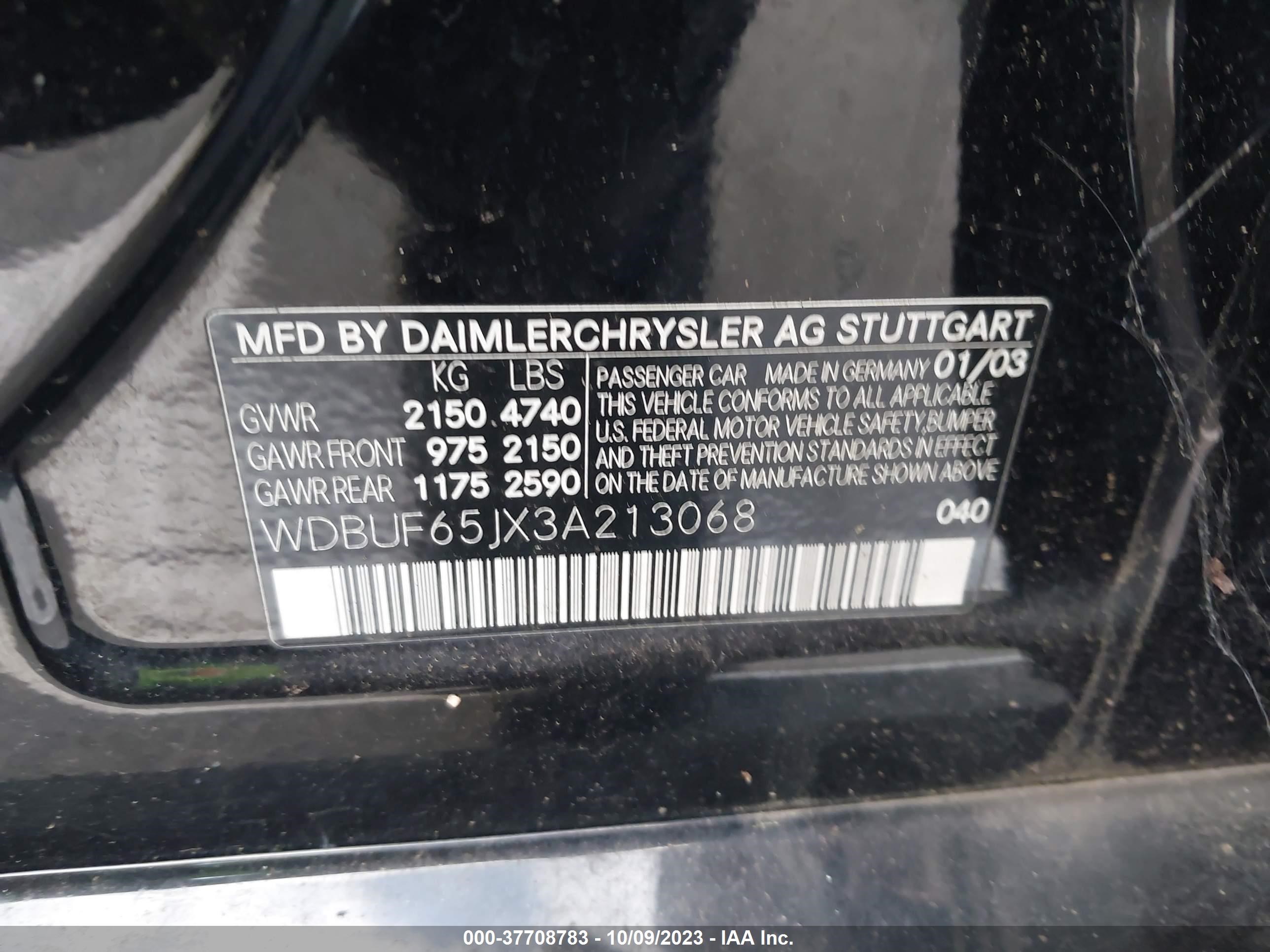 Photo 7 VIN: WDBUF65JX3A213068 - MERCEDES-BENZ E-KLASSE 