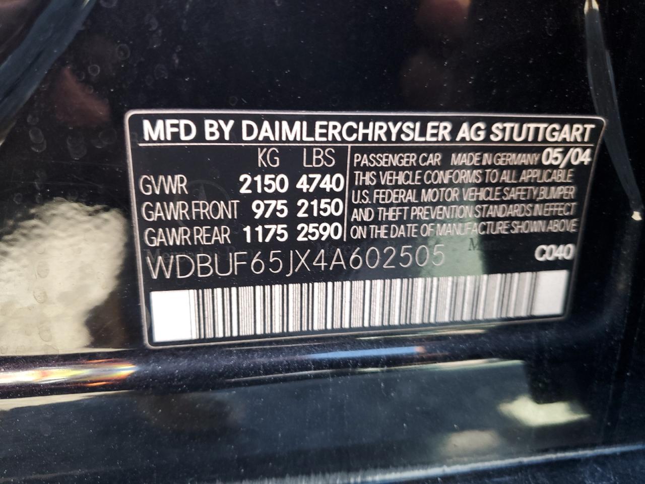 Photo 12 VIN: WDBUF65JX4A602505 - MERCEDES-BENZ E-KLASSE 