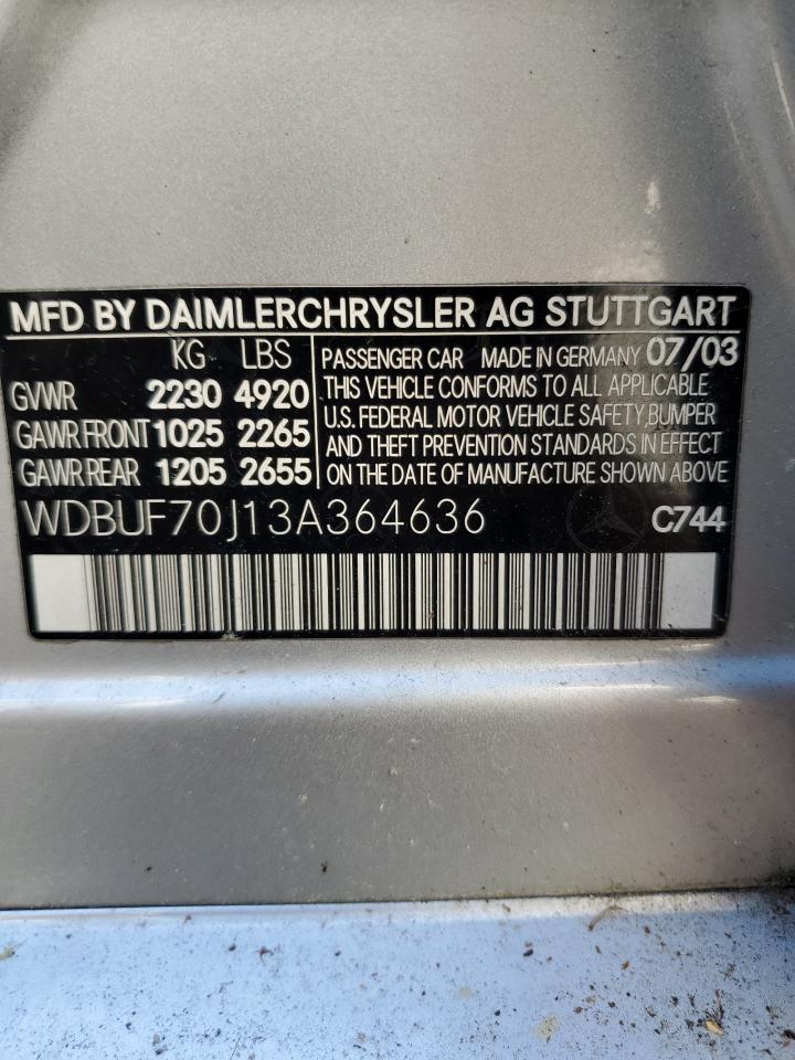 Photo 11 VIN: WDBUF70J13A364636 - MERCEDES-BENZ E-KLASSE 