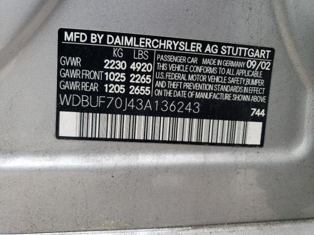 Photo 11 VIN: WDBUF70J43A136243 - MERCEDES-BENZ E 500 