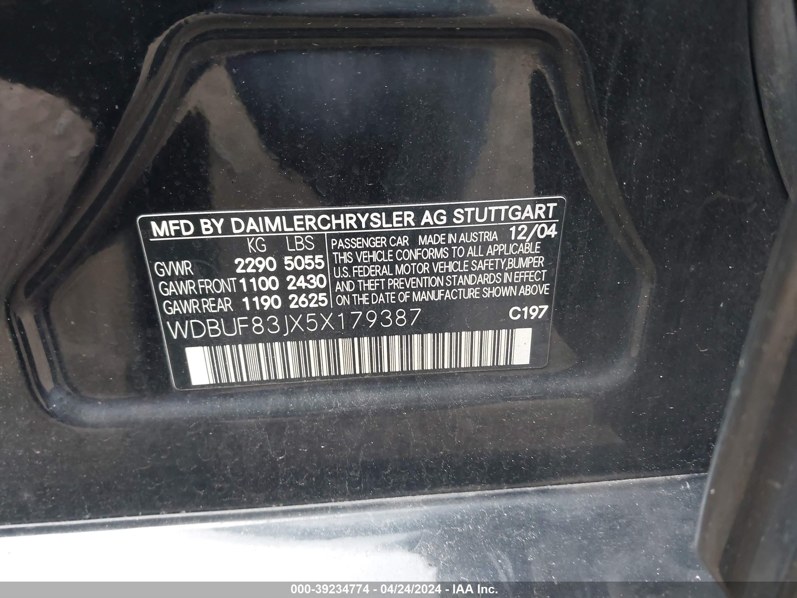 Photo 8 VIN: WDBUF83JX5X179387 - MERCEDES-BENZ SPRINTER 