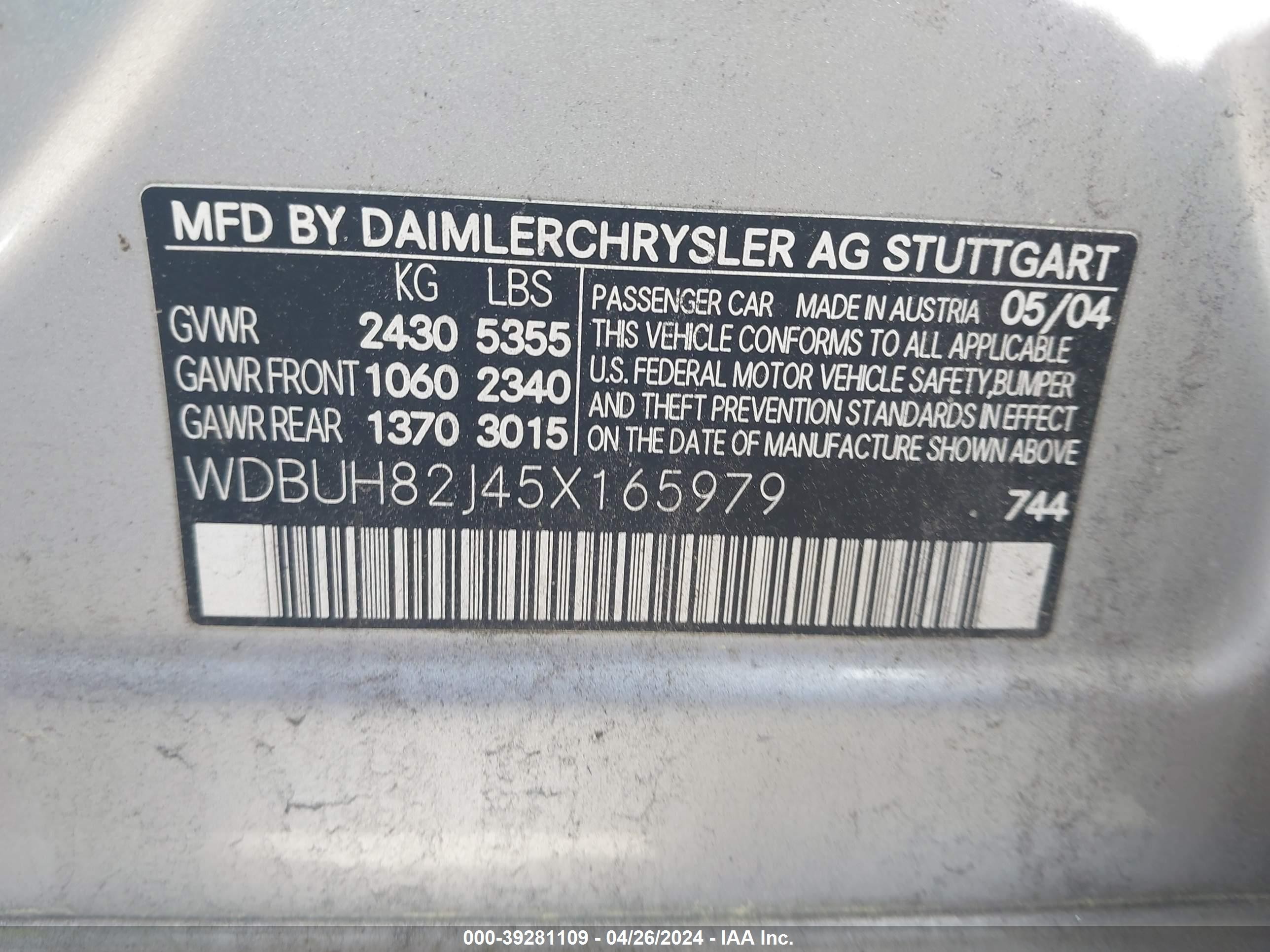 Photo 8 VIN: WDBUH82J45X165979 - MERCEDES-BENZ NULL 