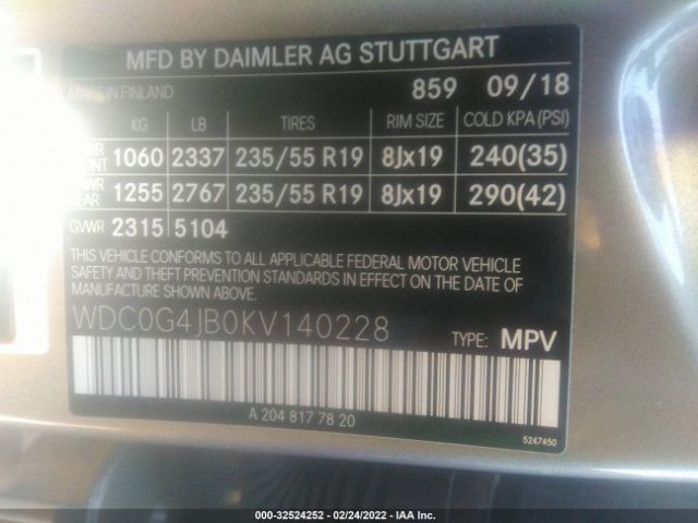 Photo 8 VIN: WDC0G4JB0KV140228 - MERCEDES-BENZ GLC 