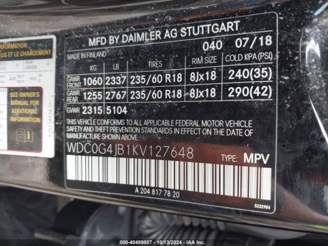 Photo 8 VIN: WDC0G4JB1KV127648 - MERCEDES-BENZ GLC-CLASS 